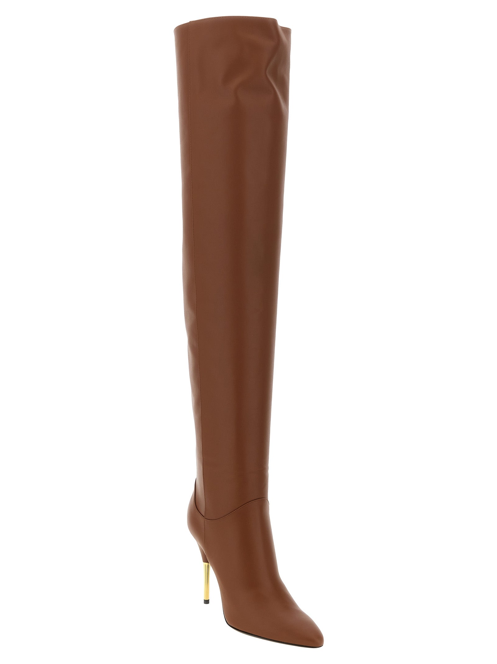 Valentino Garavani Brown Calfskin Over The Women's Knee