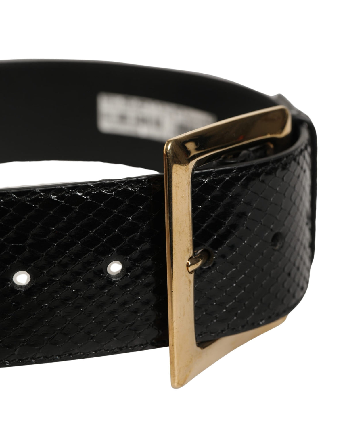 Dolce & Gabbana Black Exotic Leather Gold Metal Buckle Women's Belt (Pre-Owned)