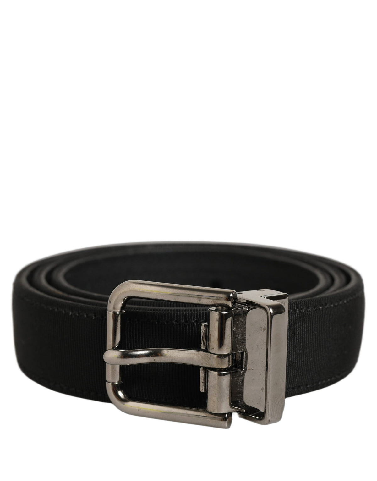 Dolce & Gabbana Black Classic Leather Silver Tone Buckle Women's Belt