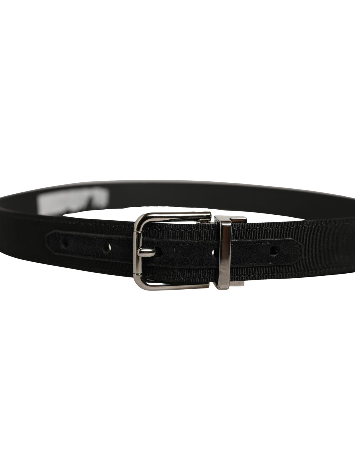Dolce & Gabbana Black Classic Leather Silver Tone Buckle Women's Belt