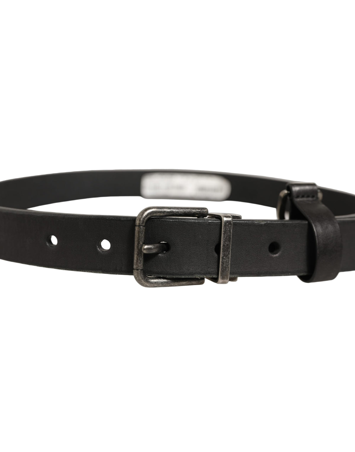 Dolce & Gabbana Black Leather Antique Finish Buckle Women's Belt
