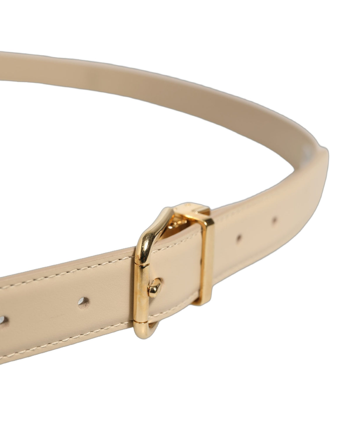 Dolce & Gabbana Beige Leather Double Wrap Gold Buckle Women's Belt