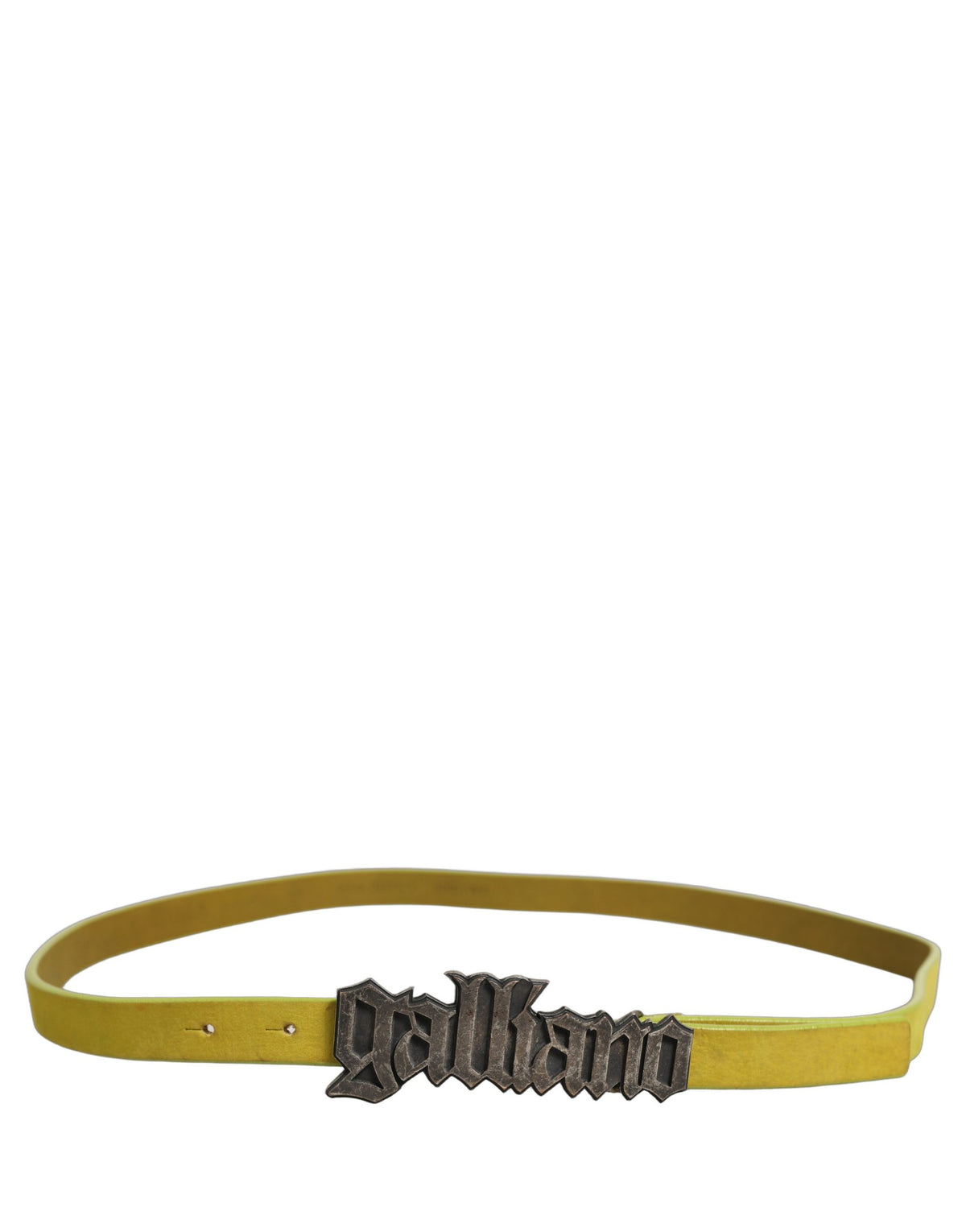 Dolce & Gabbana Yellow Waxed Leather Rustic Silver Logo Buckle Women's Belt (Pre-Owned)