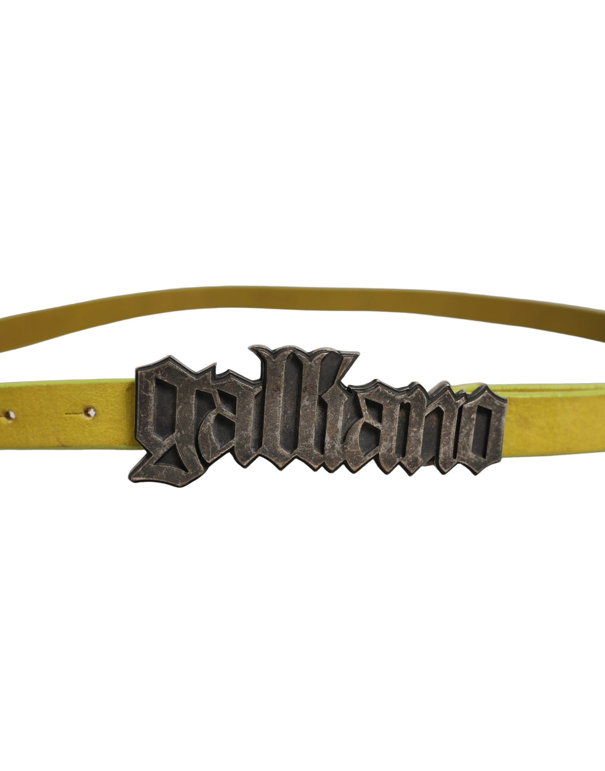 Dolce & Gabbana Yellow Waxed Leather Rustic Silver Logo Buckle Women's Belt (Pre-Owned)