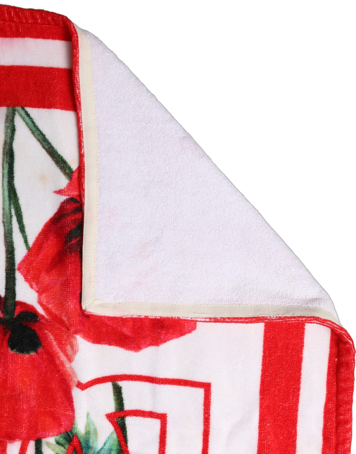 Dolce & Gabbana White Floral Poppy Print DG Logo Beach Women's Towel (Pre-Owned)