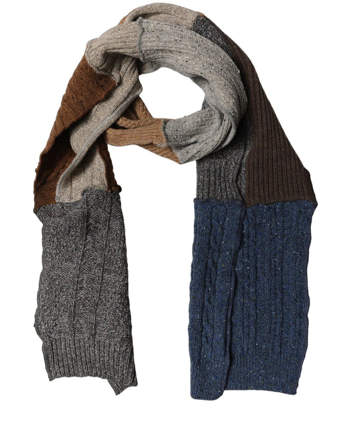 Dolce & Gabbana Multicolor Patchwork Wool Knit Shawl Women's Scarf