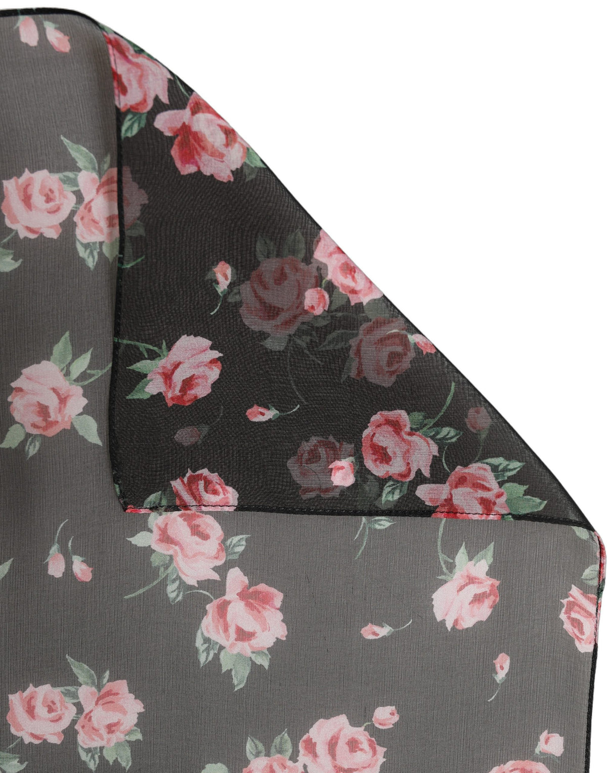 Dolce & Gabbana Black Silk Floral Chiffon Long Stole Women's Scarf