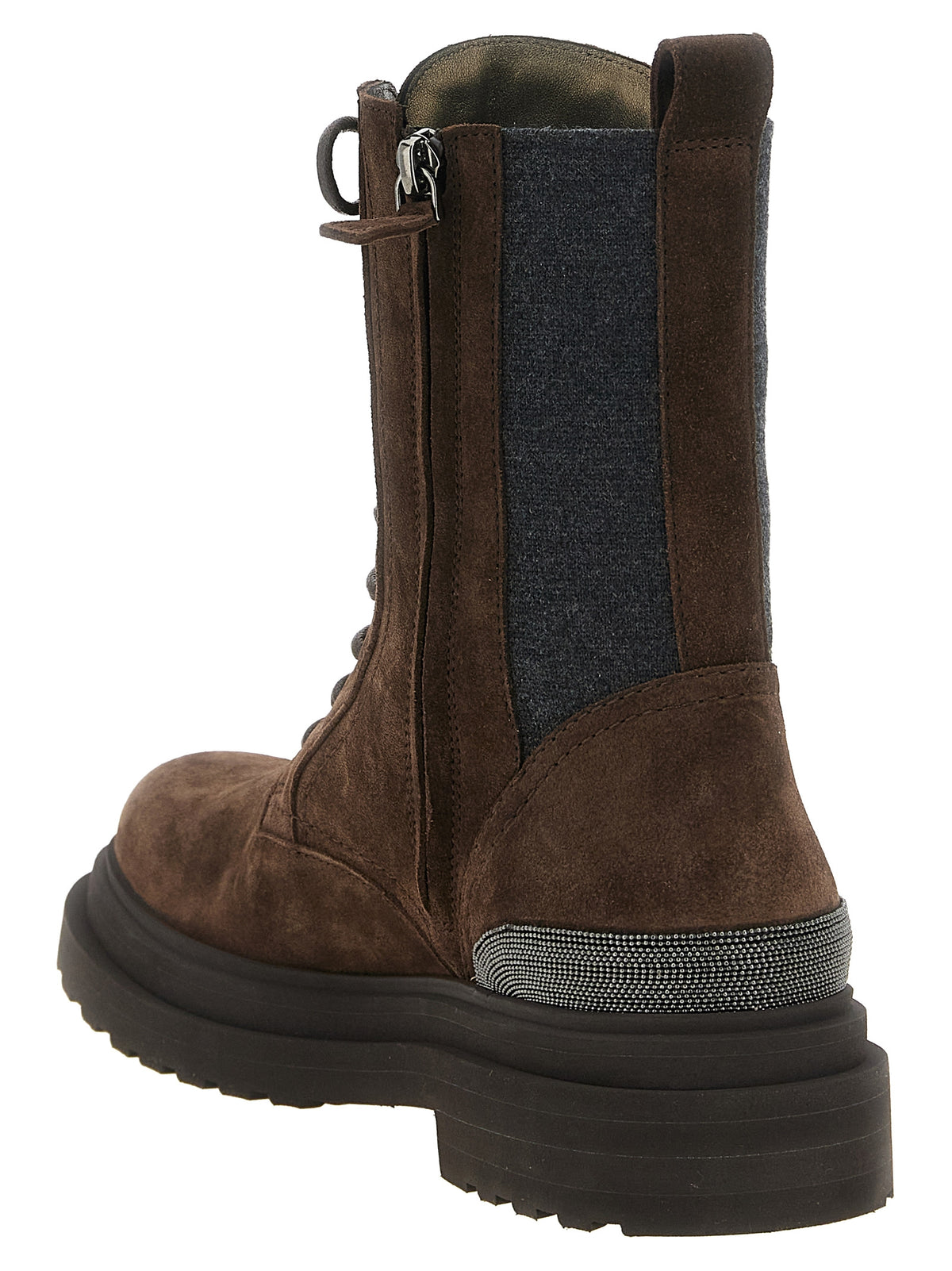 Brunello Cucinelli Brown Calfskin Lace-Up Women's Boots