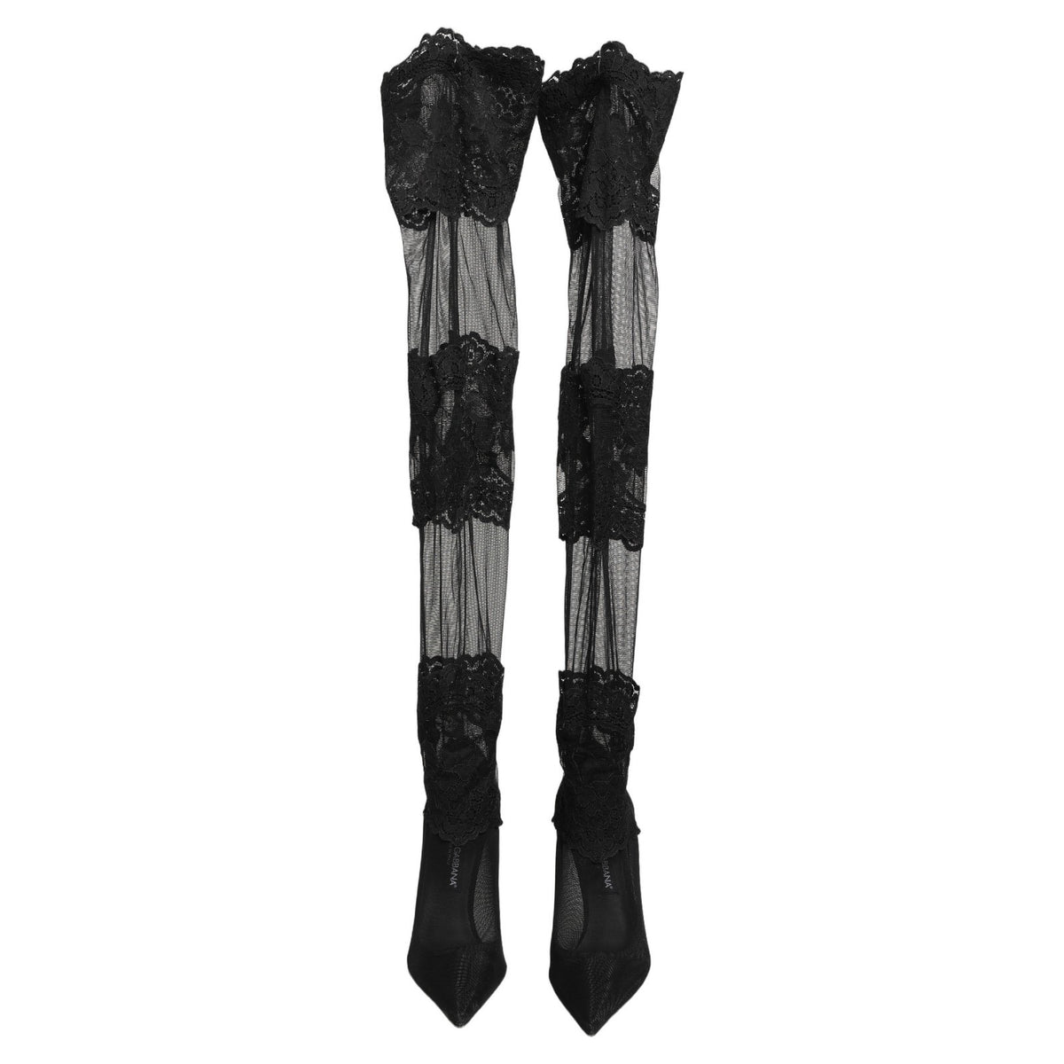 Dolce & Gabbana Black Over The Knee Sock Pumps Boots Women's Shoes