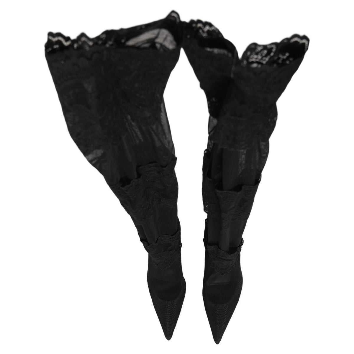 Dolce & Gabbana Black Over The Knee Sock Pumps Boots Women's Shoes