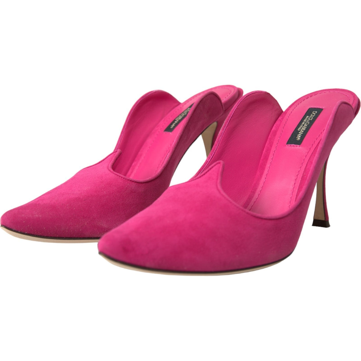 Dolce & Gabbana Fuchsia Suede Leather Mules Sandals Women's Shoes