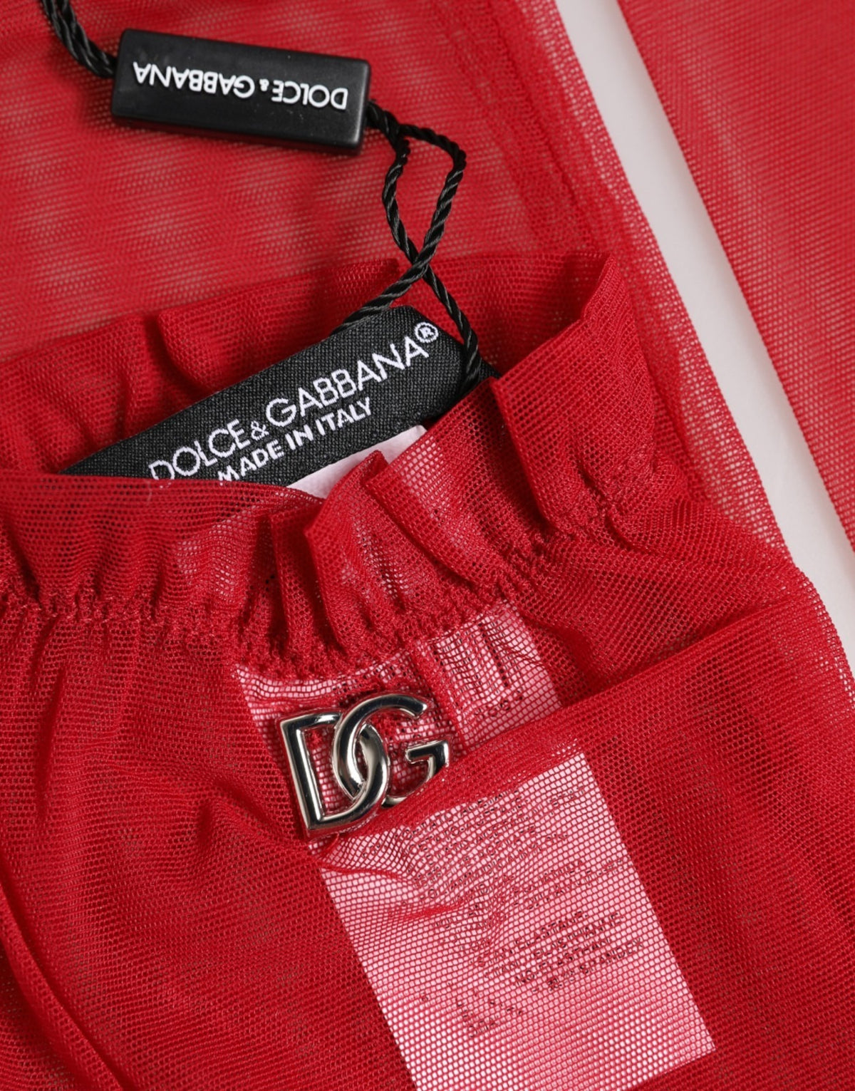 Dolce & Gabbana Red Acetate Sheer Elbow Length Mitten Women's Gloves