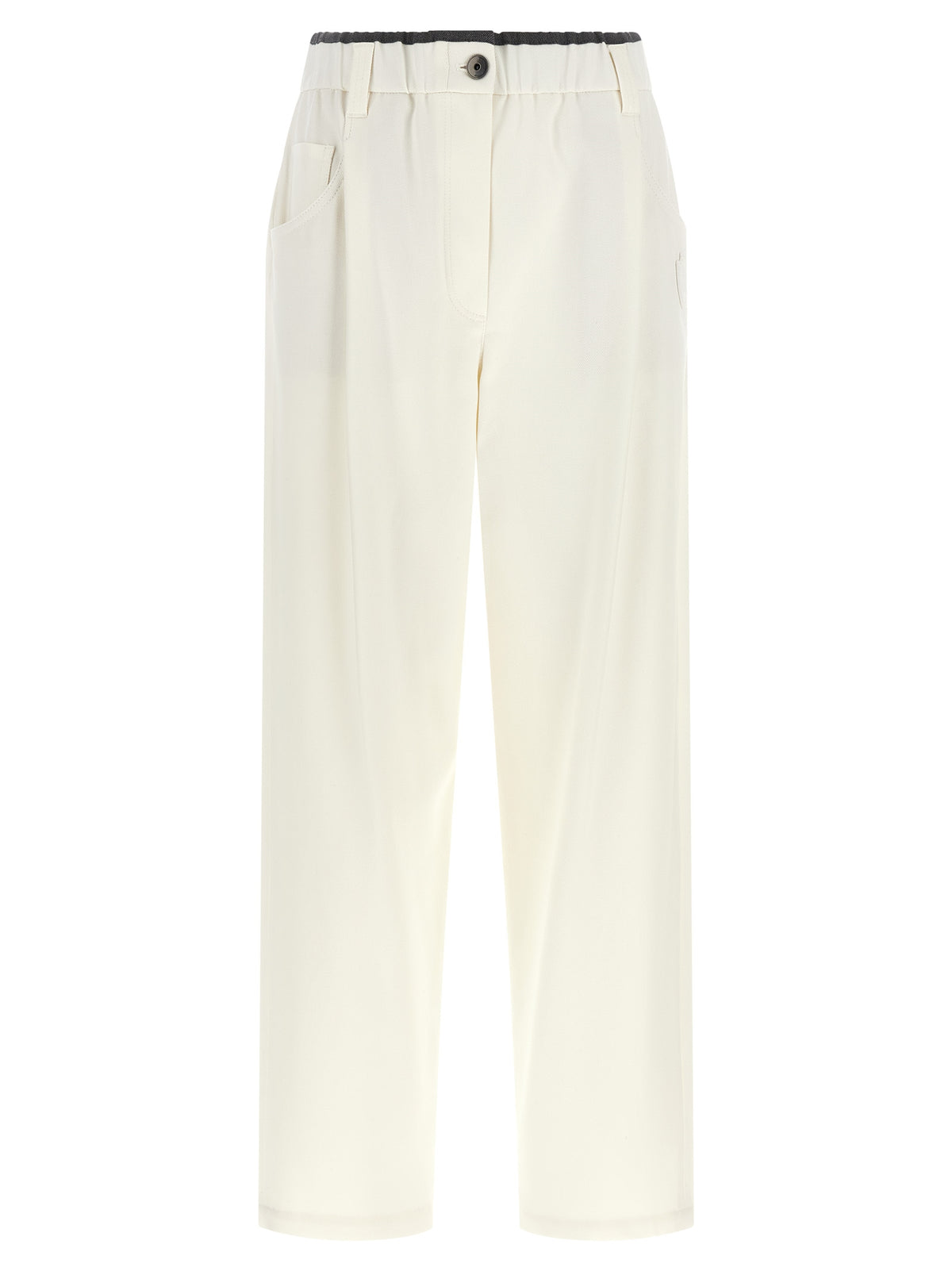 Brunello Cucinelli White Cotton Casual Women's Pants