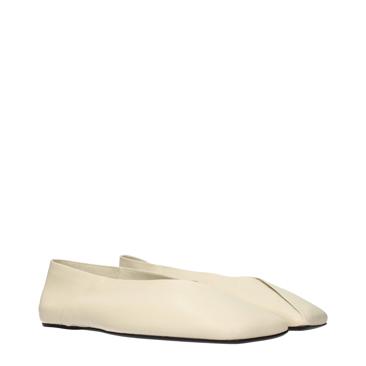 Jil Sander Beige Leather Ballet Women's Flats