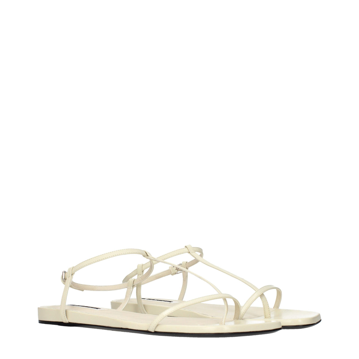 Jil Sander Beige Leather Flip-Flop Women's Sandals