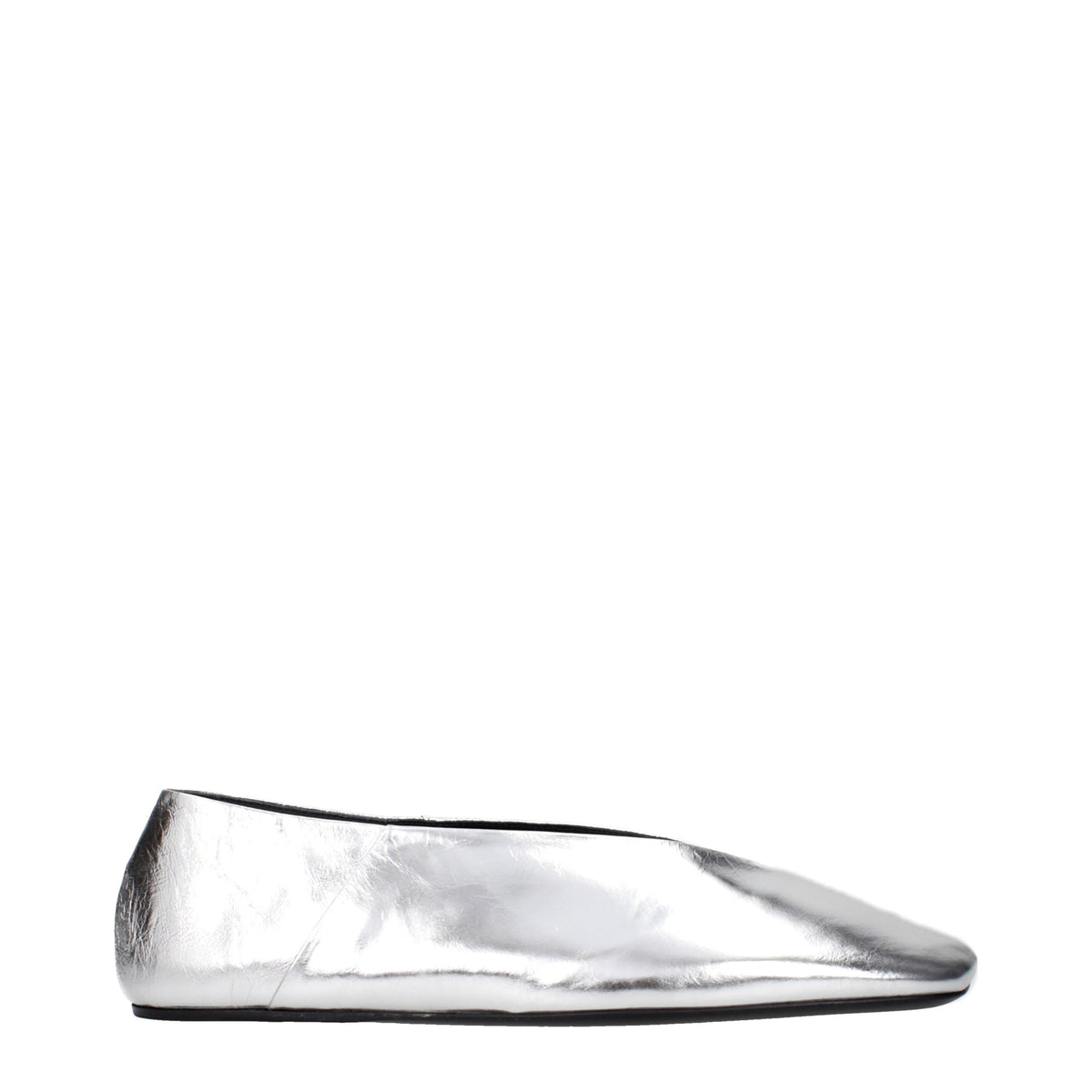 Jil Sander Gray Leather Ballet Women's Flats