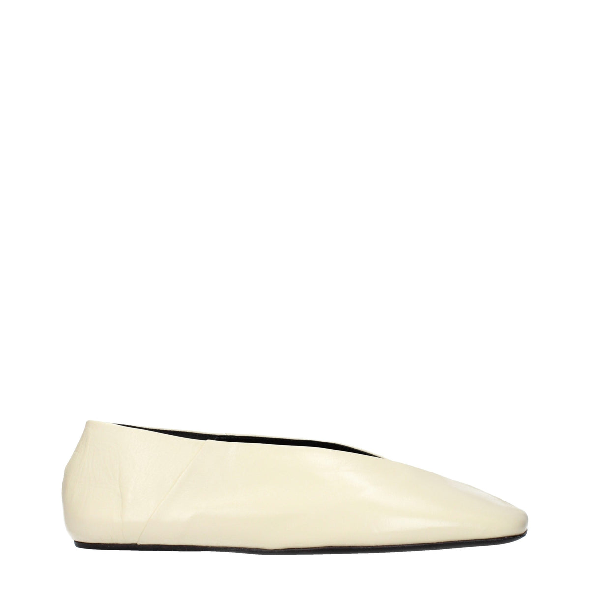 Jil Sander Beige Leather Ballet Women's Flats