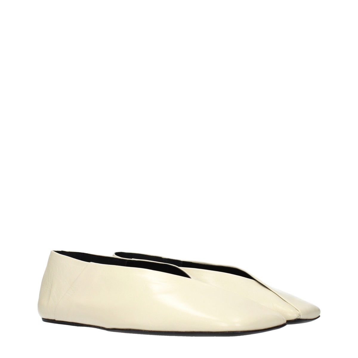 Jil Sander Beige Leather Ballet Women's Flats