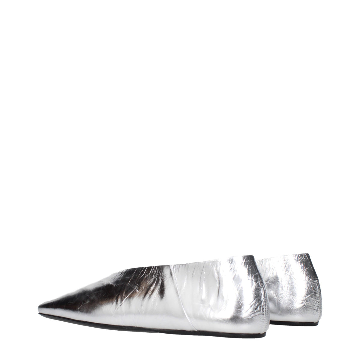 Jil Sander Gray Leather Ballet Women's Flats