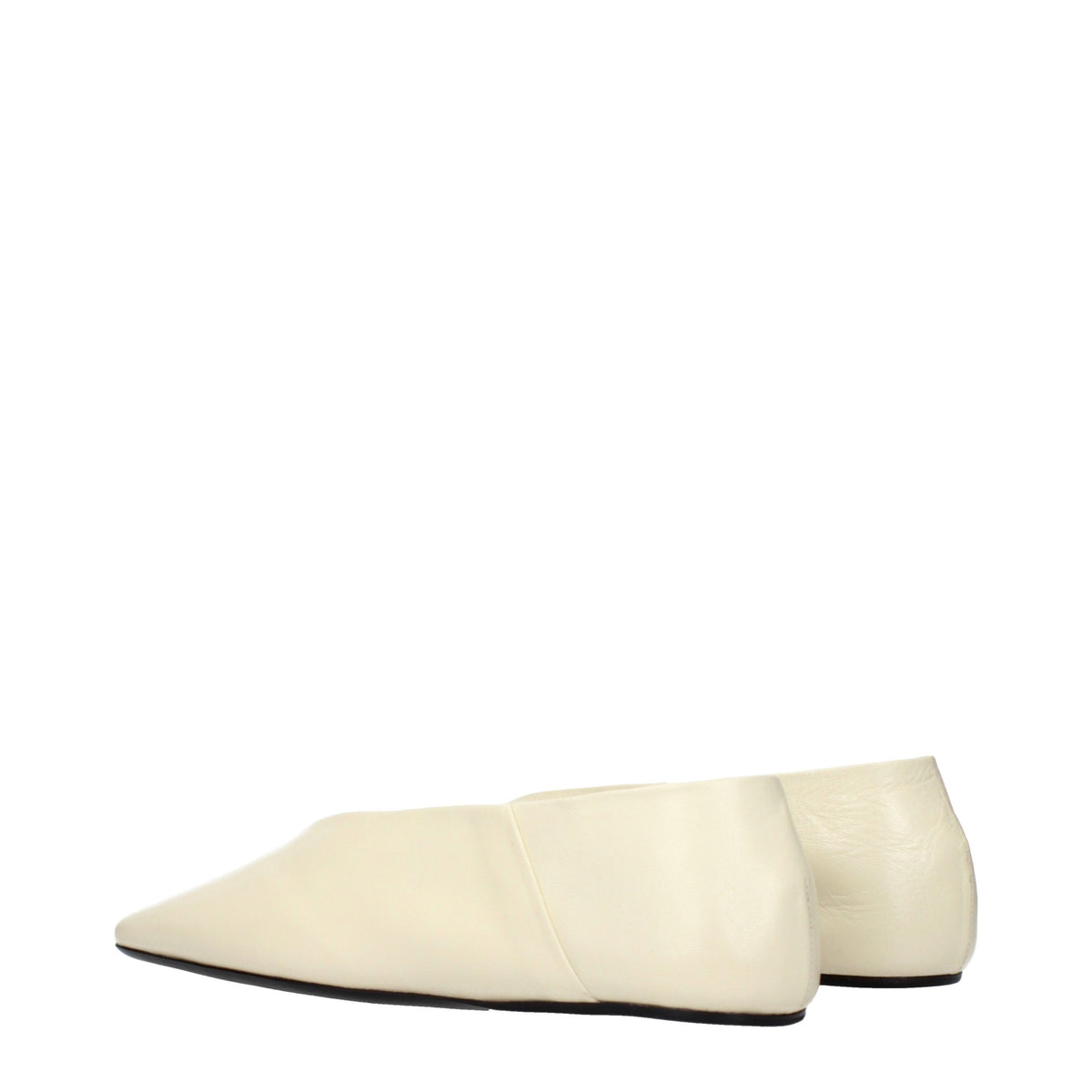 Jil Sander Beige Leather Ballet Women's Flats