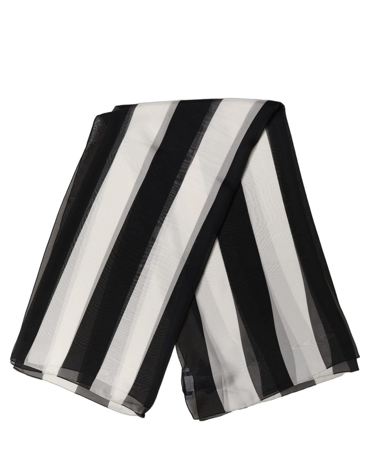 Dolce & Gabbana Black White Stripe Silk Square Foulard Women's Scarf