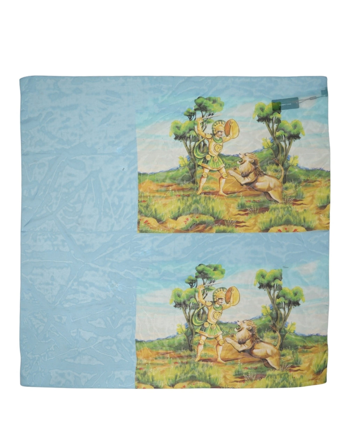 Dolce & Gabbana Light Blue Silk Landscape Foulard Women's Scarf