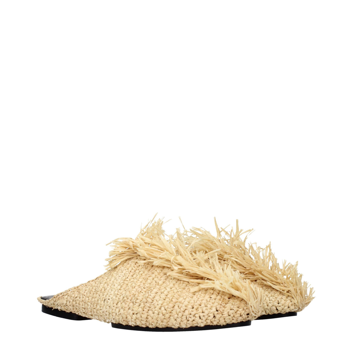 Jil Sander Beige Raffia Women's Slippers