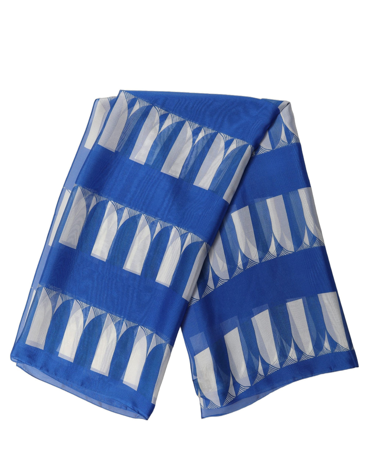 Dolce & Gabbana Blue White Patterned Square Foulard Women's Scarf