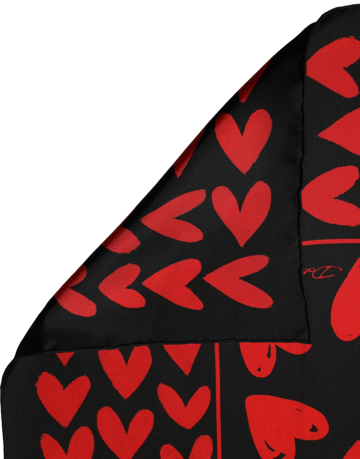 Dolce & Gabbana Black Red Silk Hearts Square Foulard Women's Scarf