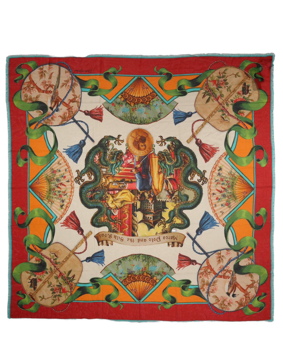 Dolce & Gabbana Multicolor Marco Polo Motifs Shawl Women's Scarf