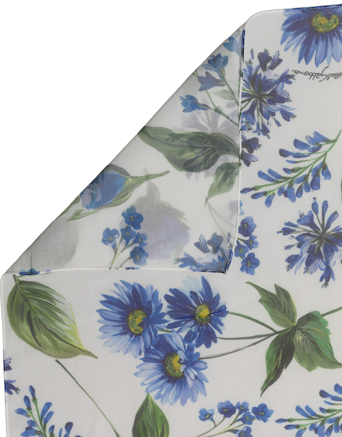 Dolce & Gabbana White Blue Floral Square Foulard Women's Scarf