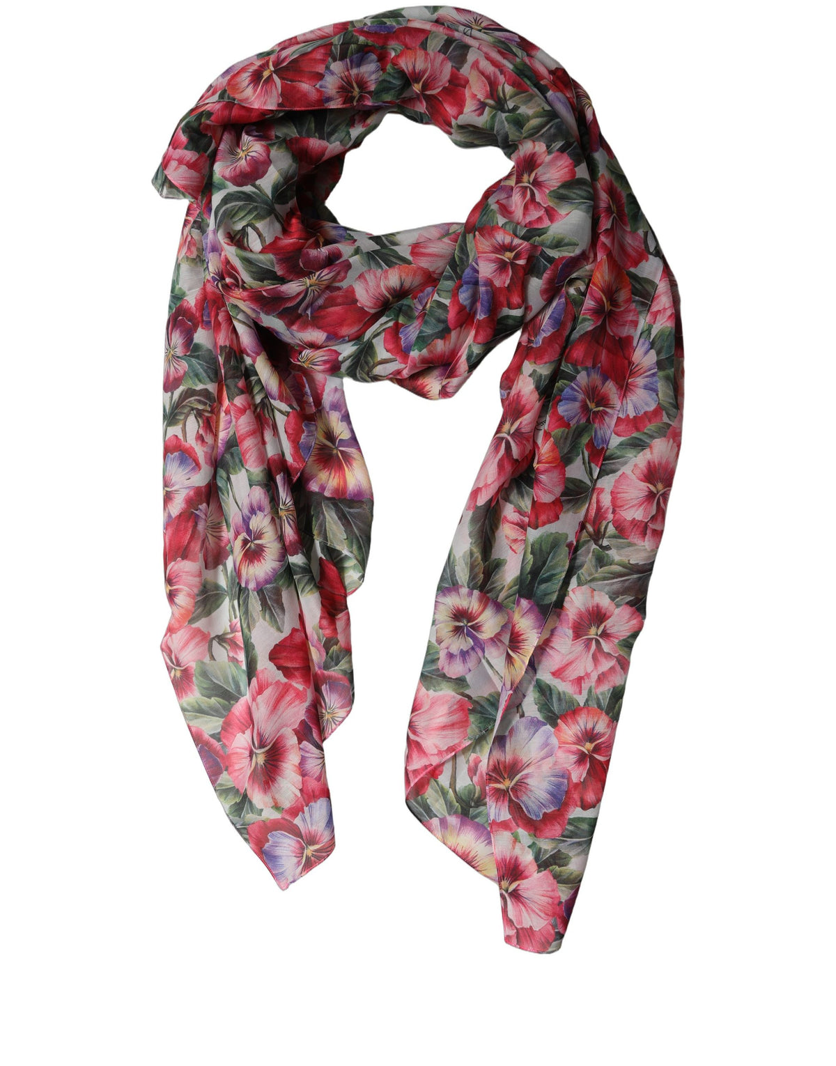 Dolce & Gabbana Multicolor Floral Cotton Lace Stole Women's Scarf