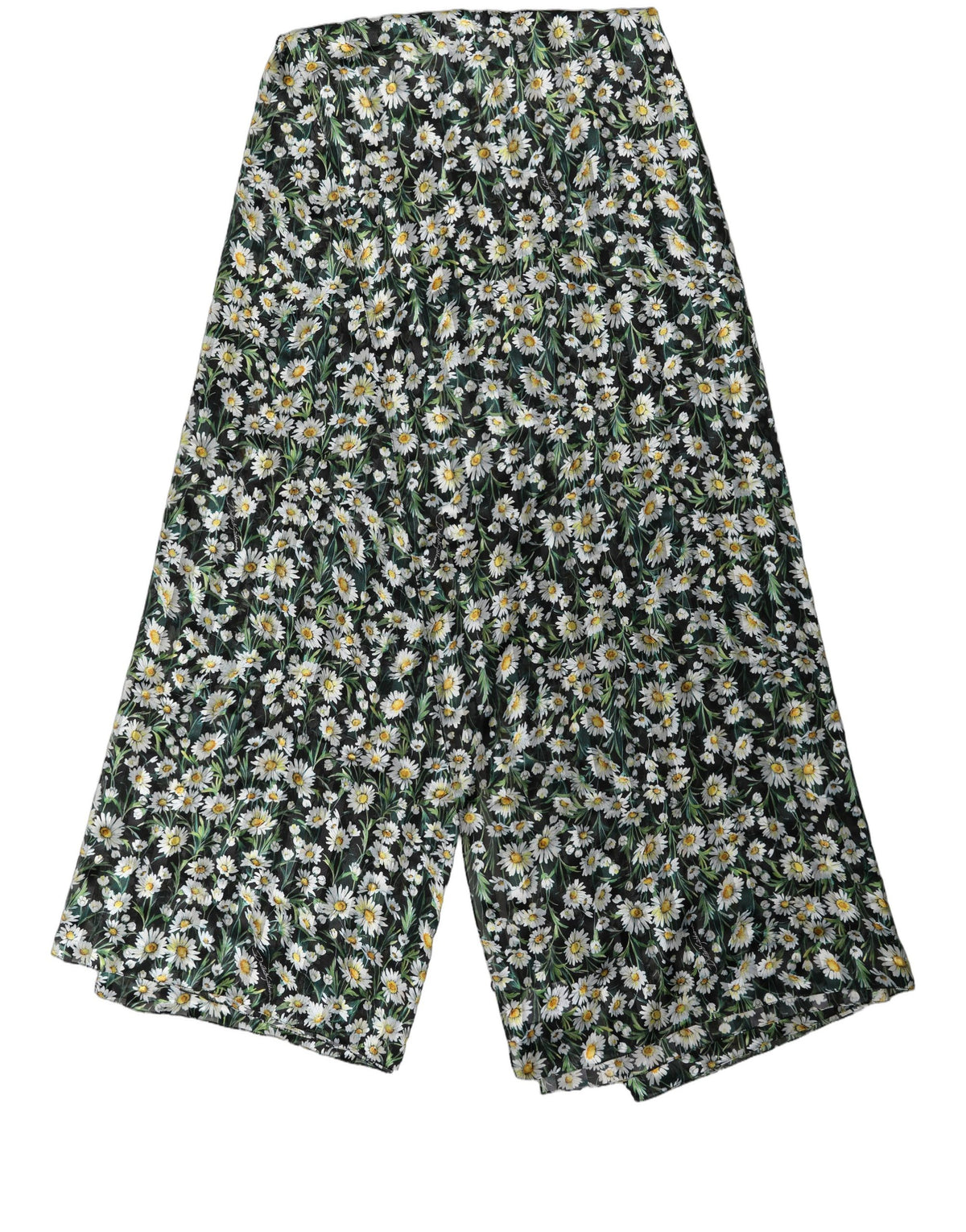 Dolce & Gabbana Black Silk Daisy Chiffon Long Stole Women's Scarf