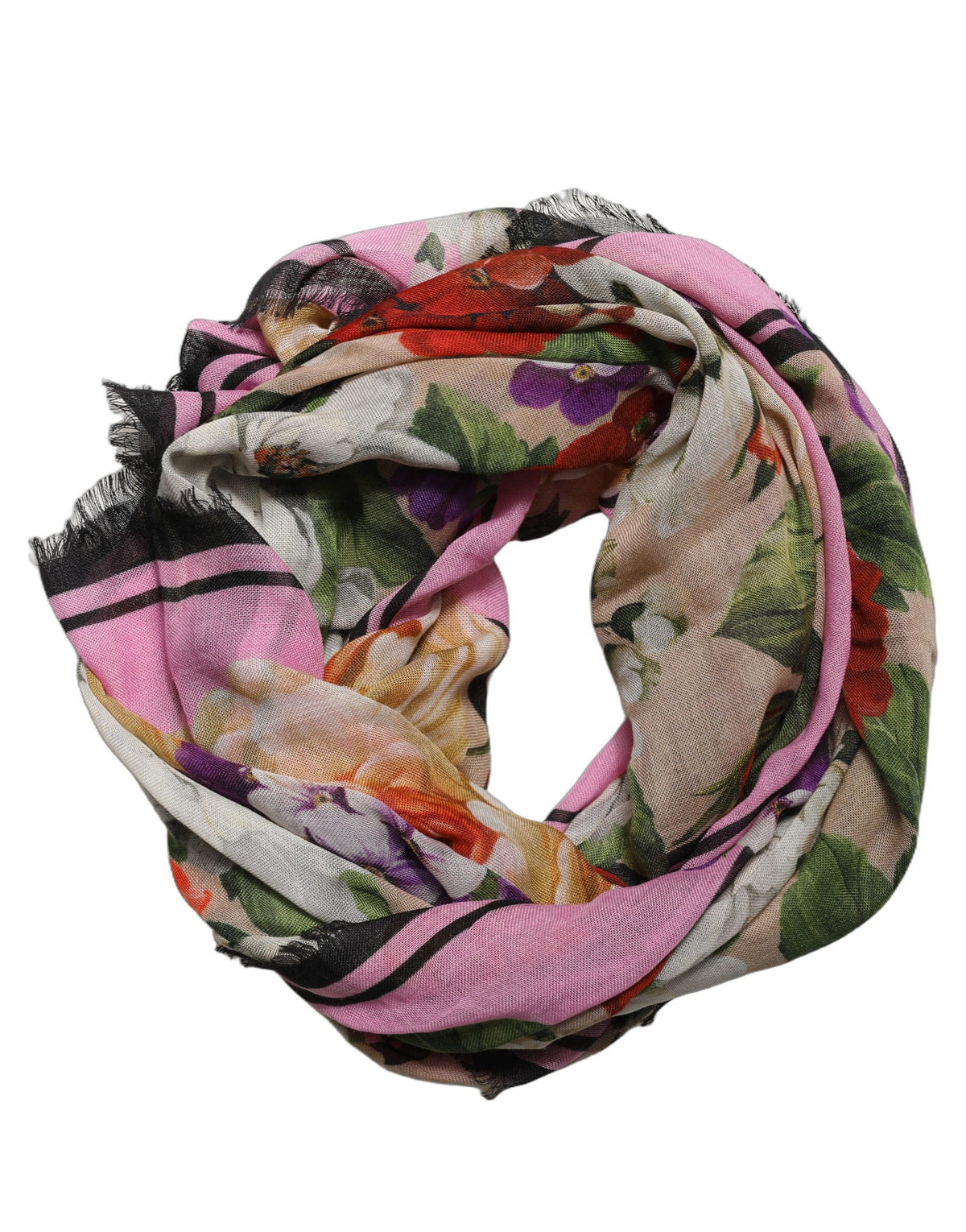 Dolce & Gabbana Multicolor Floral Cashmere Foulard Women's Scarf