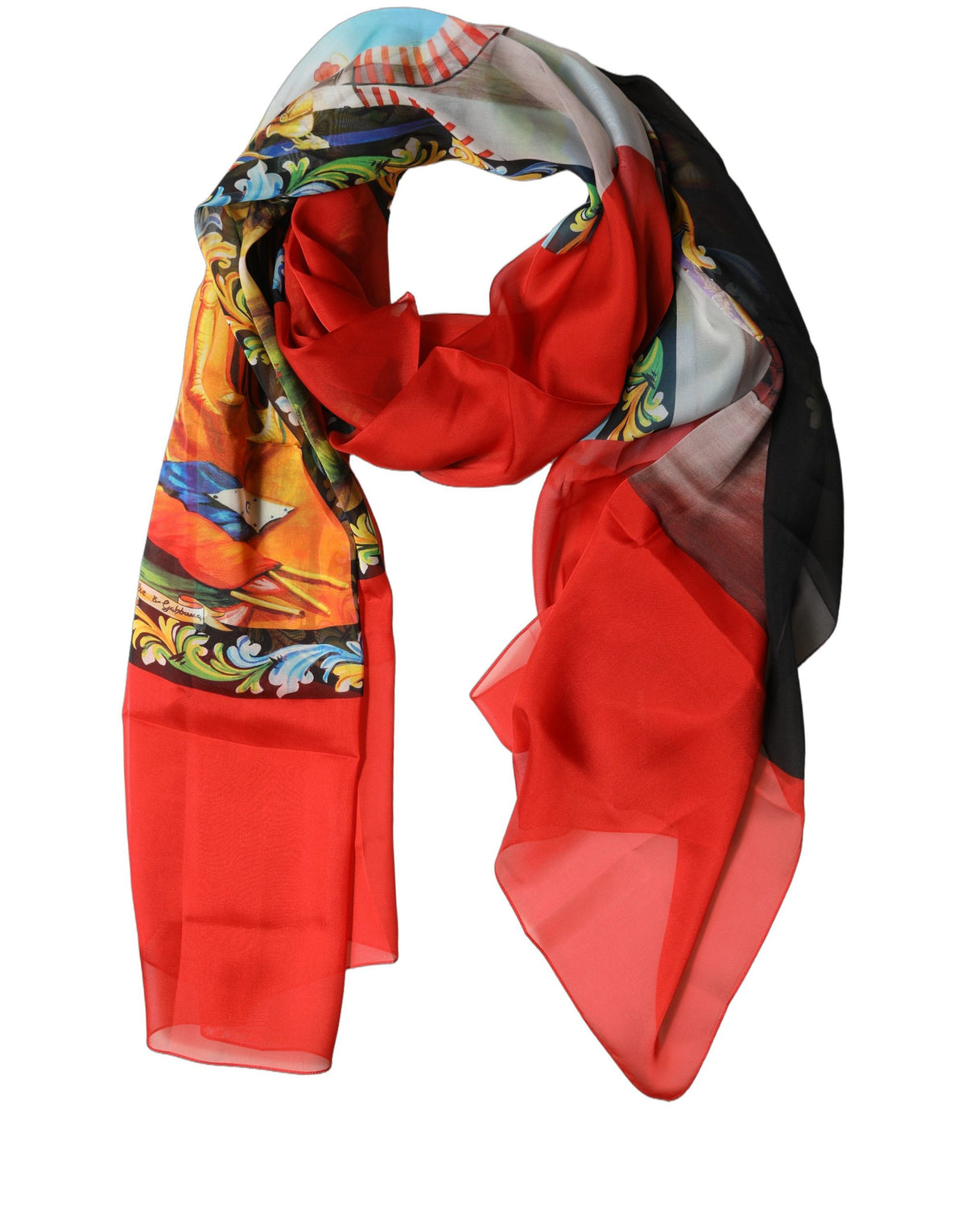 Dolce & Gabbana Multicolor Silk Printed Shawl Stole Women's Scarf