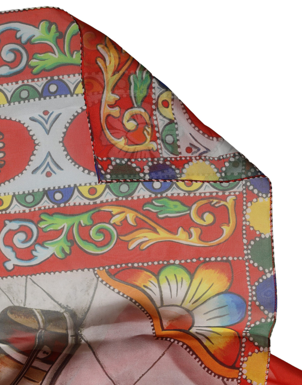 Dolce & Gabbana Red Silk Historical Print Foulard Women's Scarf