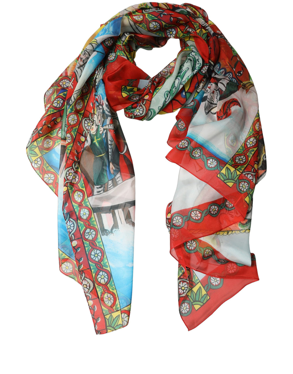 Dolce & Gabbana Multicolor Silk Printed Shawl Stole Women's Scarf