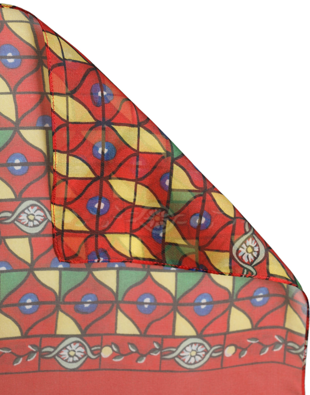 Dolce & Gabbana Red Silk Geometric Print Shawl Stole Women's Scarf