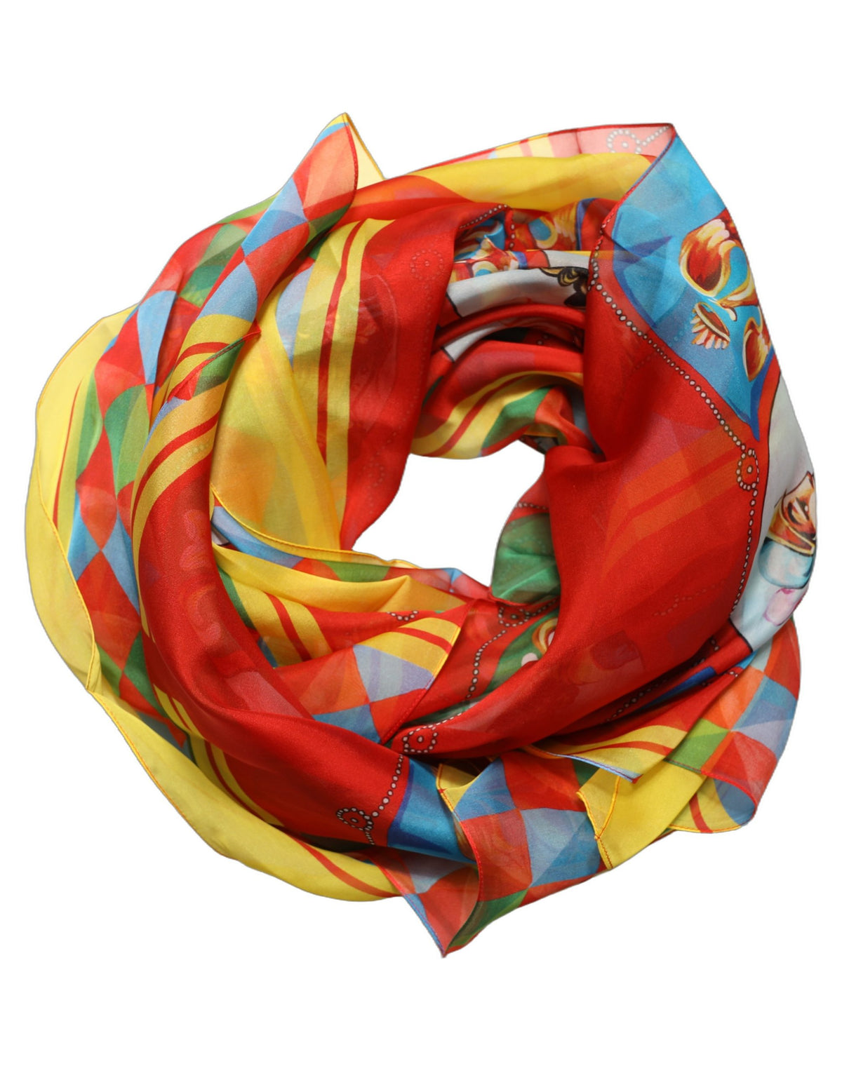 Dolce & Gabbana Multicolor Silk Carretto Print Foulard Women's Scarf