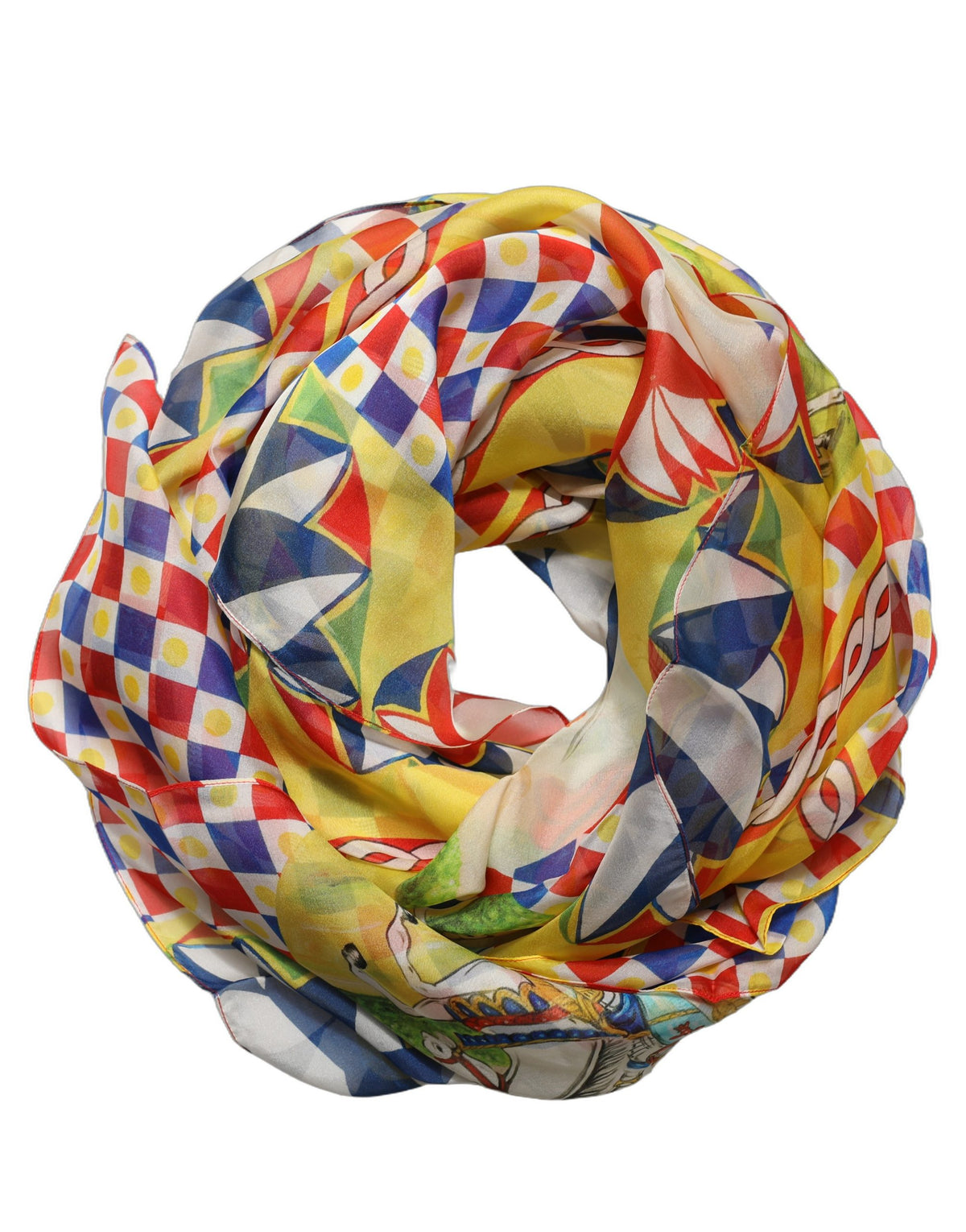 Dolce & Gabbana Multicolor Silk Carretto Foulard Women's Scarf