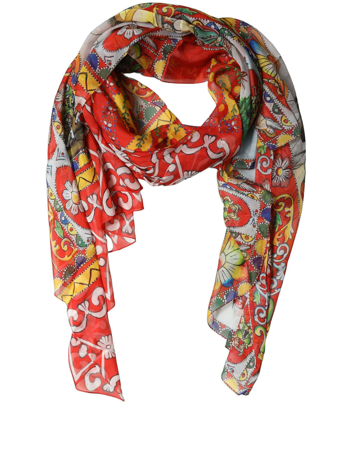 Dolce & Gabbana Multicolor Silk Printed Shawl Stole Women's Scarf
