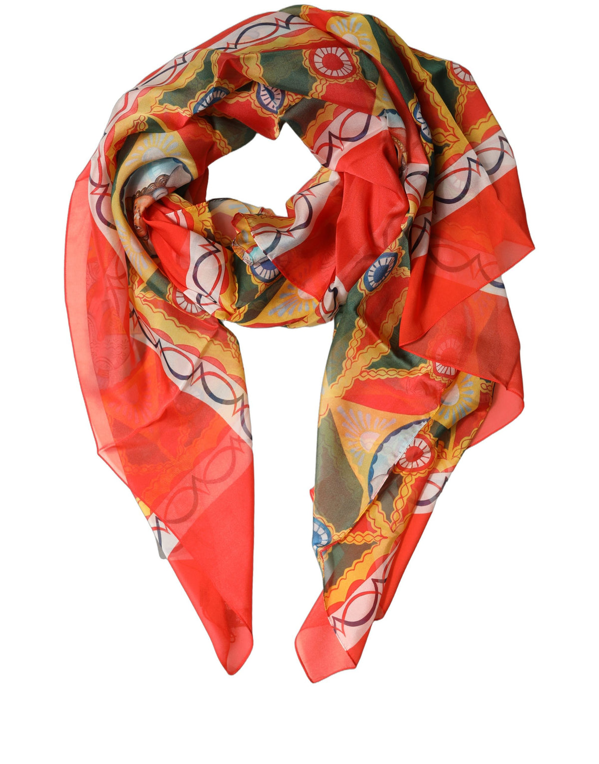 Dolce & Gabbana Multicolor Silk Printed Shawl Stole Women's Scarf