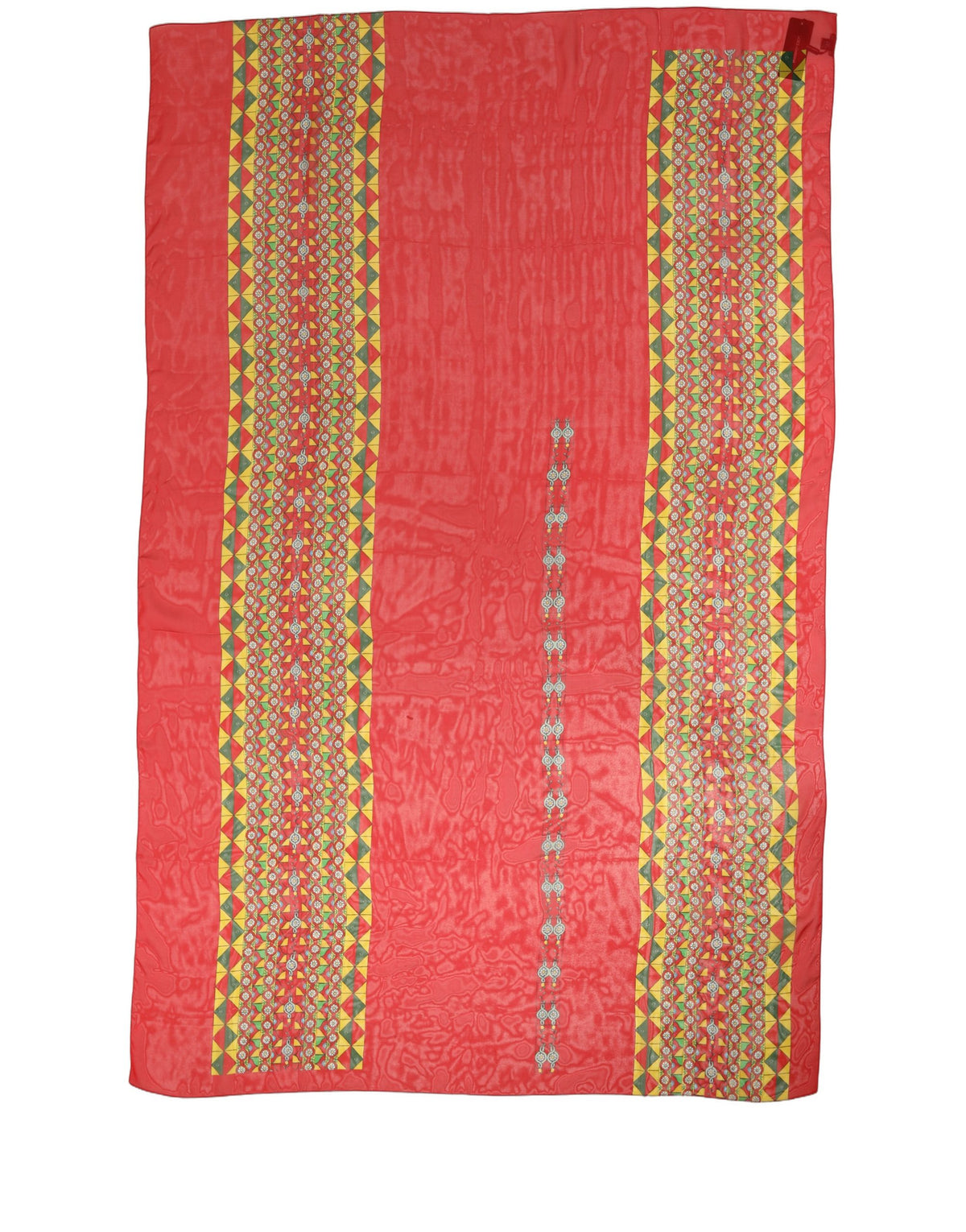 Dolce & Gabbana Red Silk Geometric Print Shawl Stole Women's Scarf