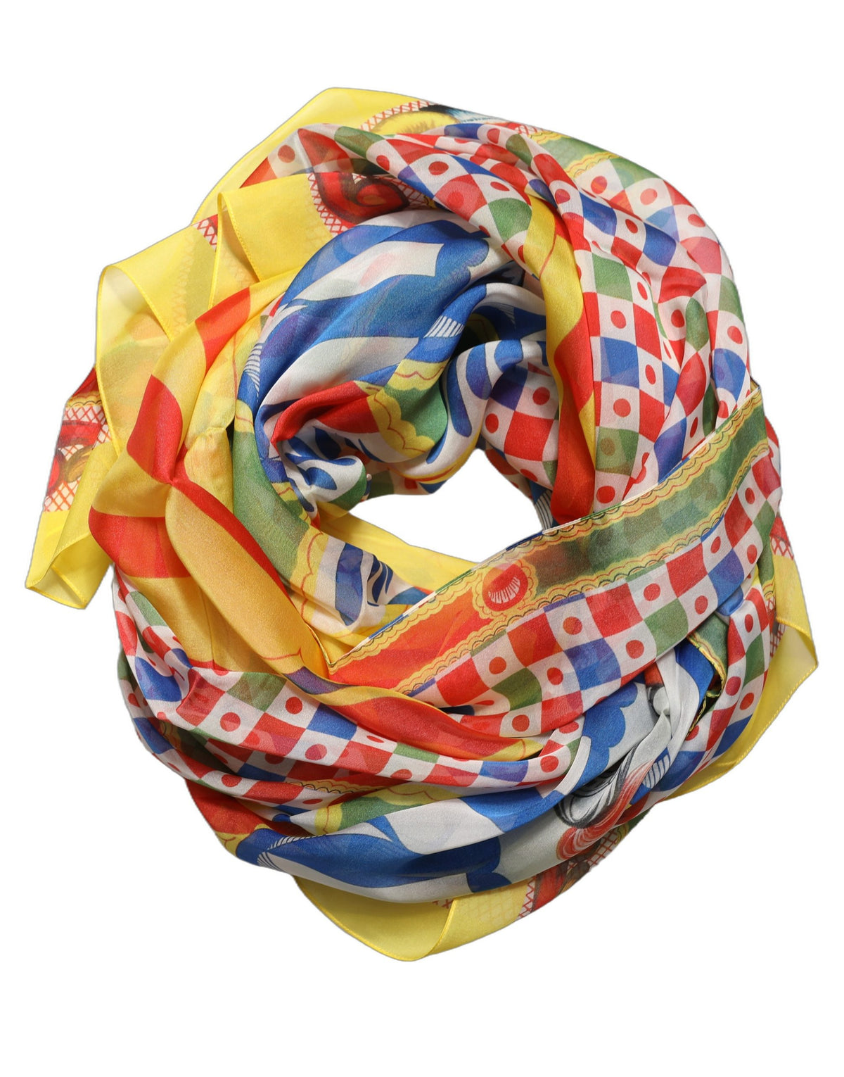 Dolce & Gabbana Multicolor Silk Carretto Print Stole Women's Scarf