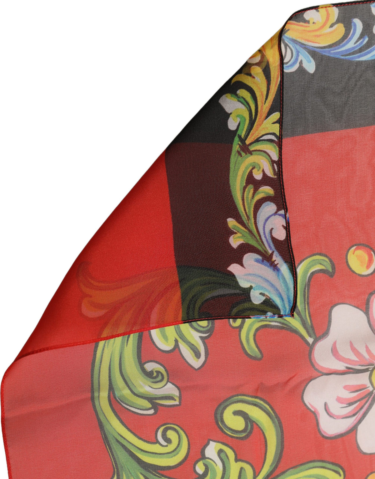 Dolce & Gabbana Multicolor Floral Silk Shawl Stole Women's Scarf