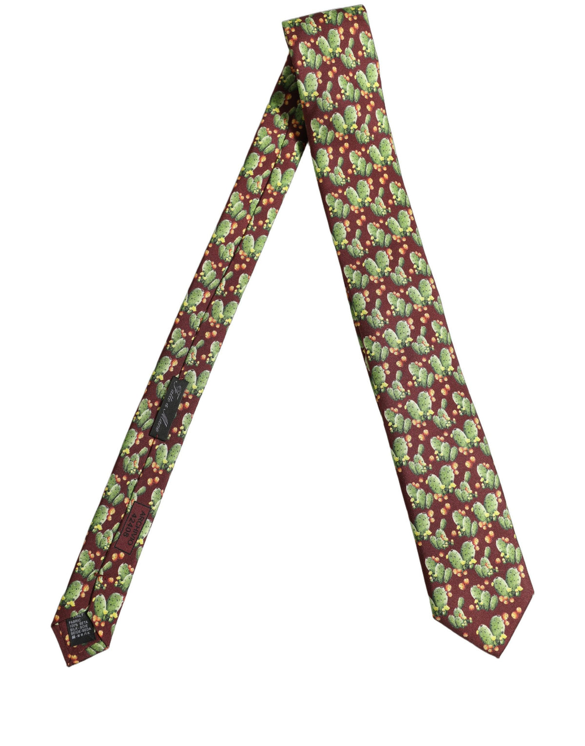 Dolce & Gabbana Maroon Silk Cactus Floral Adjustable Men'sd Men NeckMen's Men's Tie