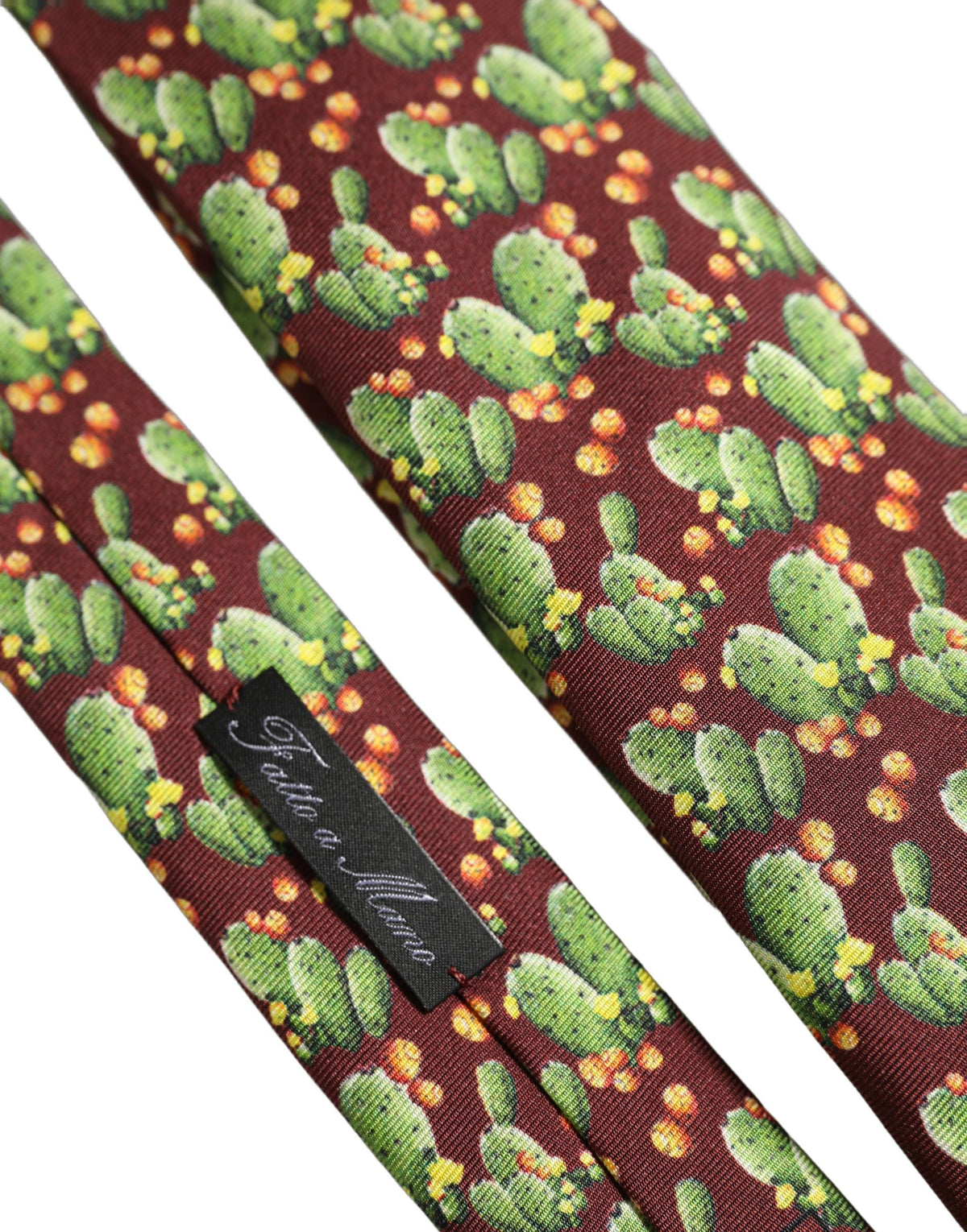 Dolce & Gabbana Maroon Silk Cactus Floral Adjustable Men'sd Men NeckMen's Men's Tie