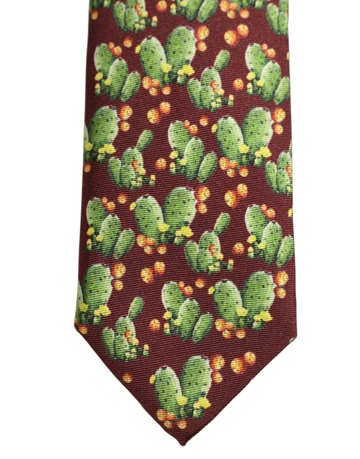 Dolce & Gabbana Maroon Silk Cactus Floral Adjustable Men'sd Men NeckMen's Men's Tie