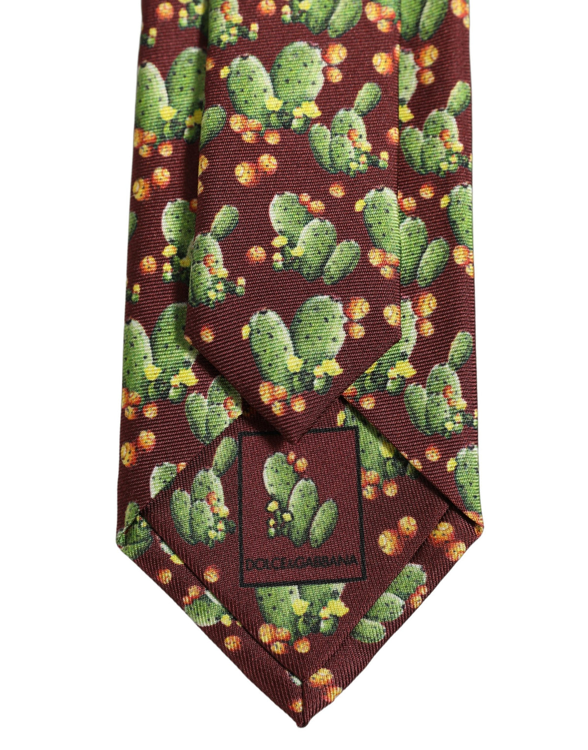 Dolce & Gabbana Maroon Silk Cactus Floral Adjustable Men'sd Men NeckMen's Men's Tie