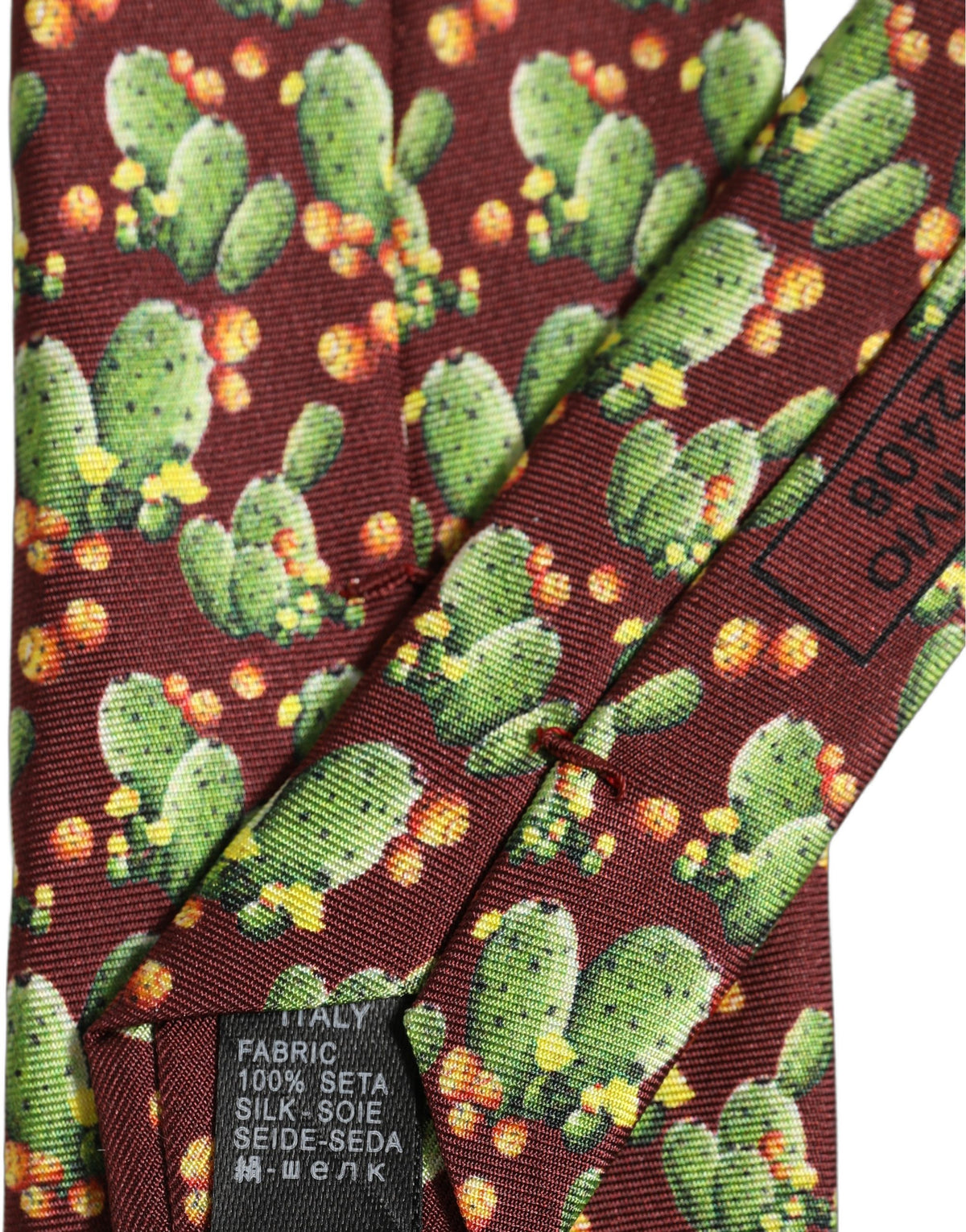 Dolce & Gabbana Maroon Silk Cactus Floral Adjustable Men'sd Men NeckMen's Men's Tie